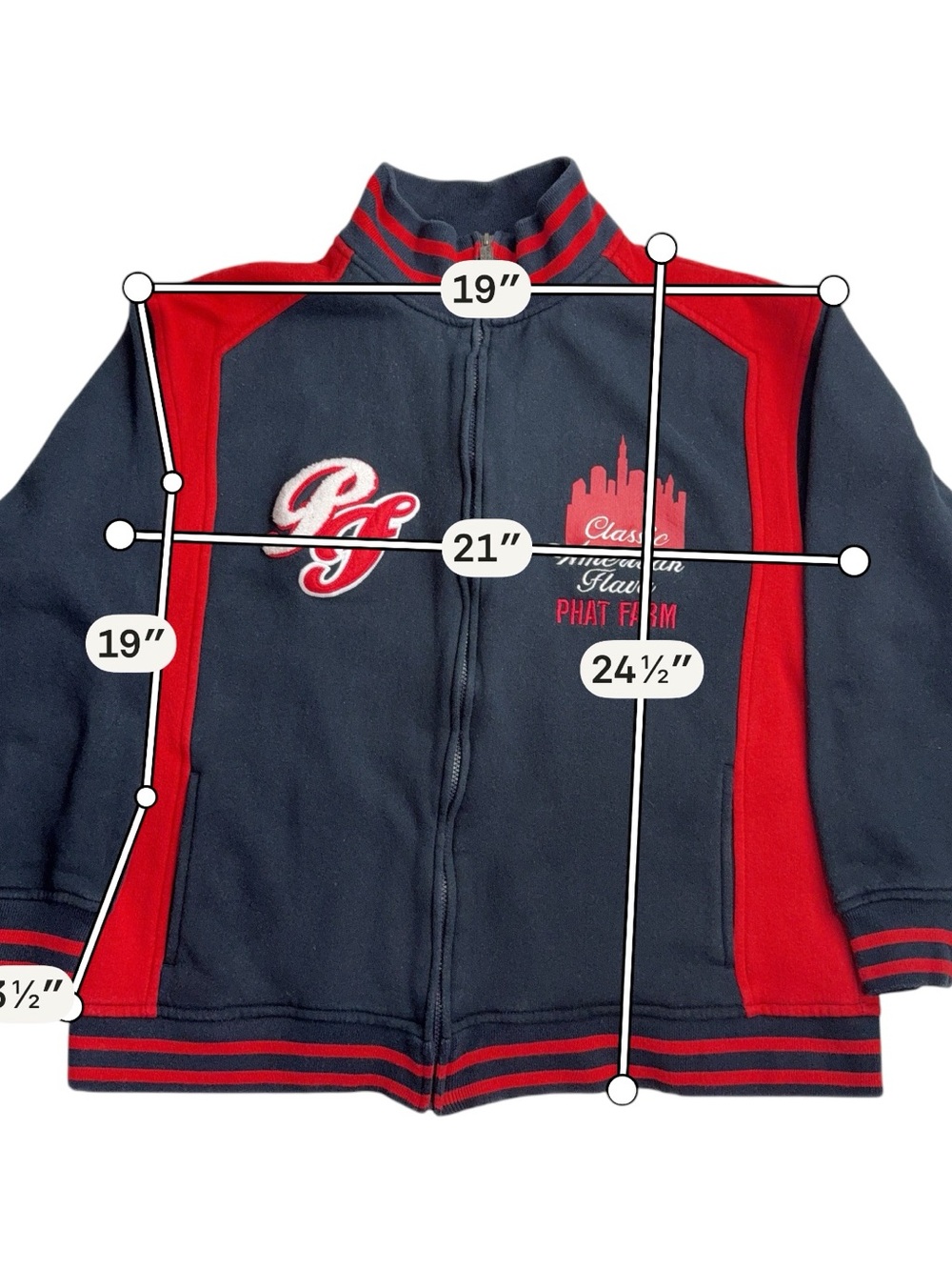 Phat Farm Tracksuit Set Youth L 14 16 Red Black Full Zip Jacket Pants Y2K - Picture 8 of 13
